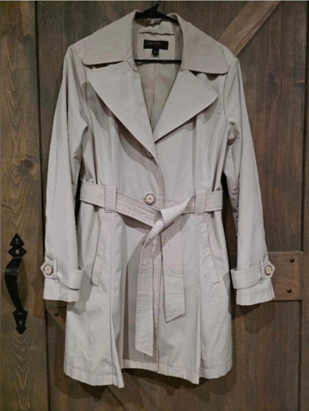 Jason Kole Women's Beige Belted Trench Coat Size Large - Picture 6 of 6